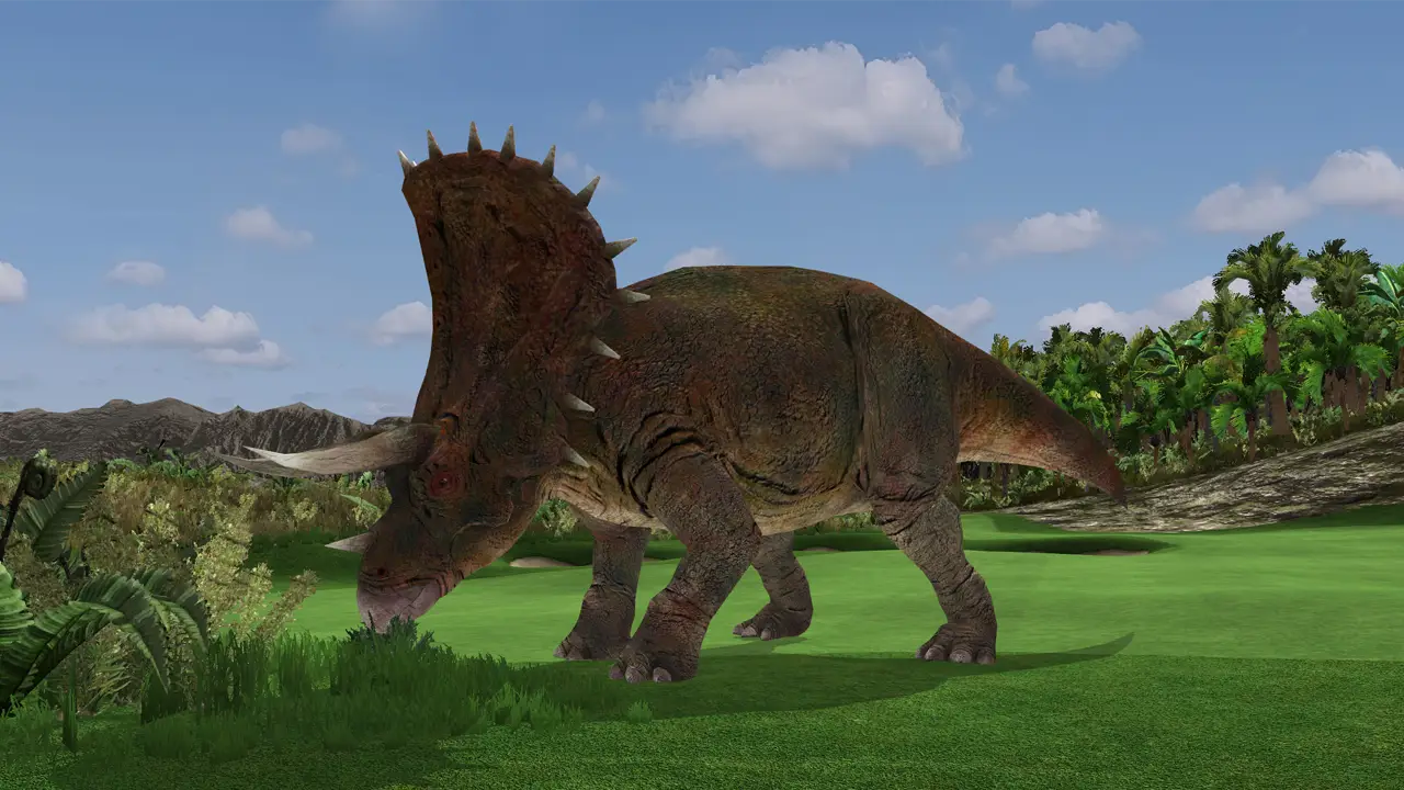 Dino Park golf course with a Triceratops